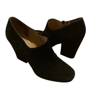 Franco Sarto Black Suede Bassett Ankle Boots Size 7.5